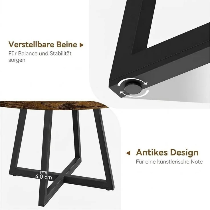 GarveeMore Esstisch Runder Küchentisch für 4-6 Personen, 120cm, Belastbarkeit bis 136 kg – Bild 3