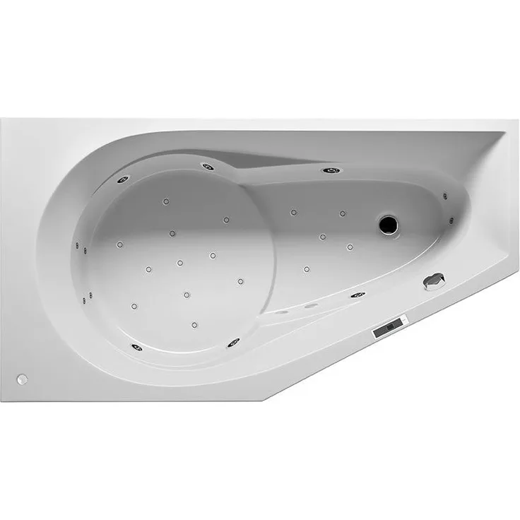 RIHO Yukon Eck-Badewanne, mit Bliss-System, Einbau, 1-Sitzer, 160 x 90 x 48 cm, 175 Liter, weiß, B00, Ausführung: Version rechts - B008009005