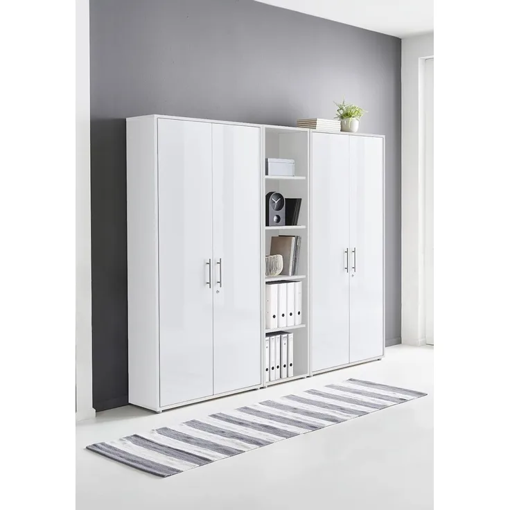 BMG Möbel Aktenschrank Büromöbel Office Edition 10 (Aktenschrank Regal Set, besteht aus 2x Aktenschrank und 1x Regal) mit viel Stauraum, abschließbar