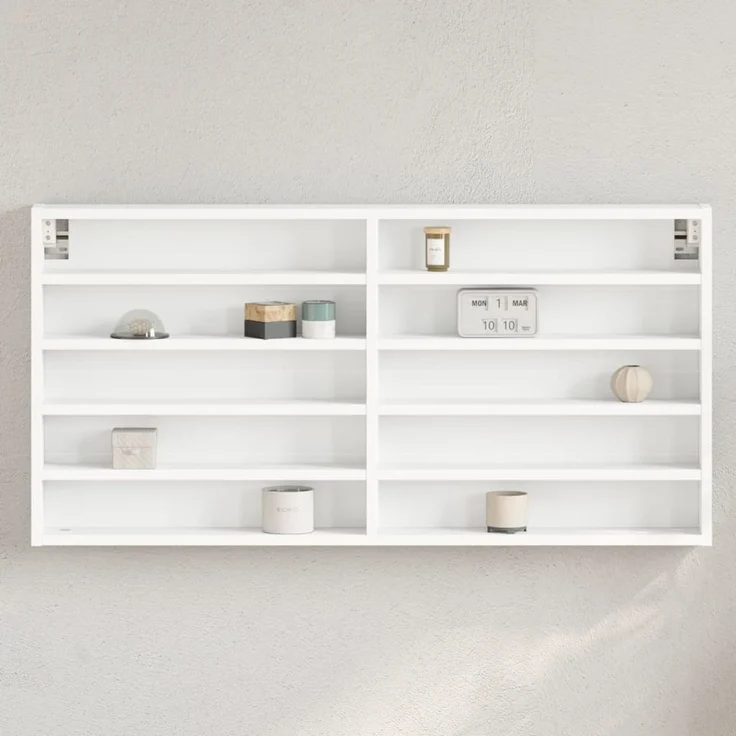 vidaXL Vitrinenschrank Weiß 100x8,5x50 cm Holzwerkstoff 847947 – Bild 1