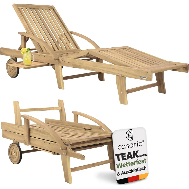 Casaria 2x Sonnenliege Tami Sun Teak-Optik verstellbar