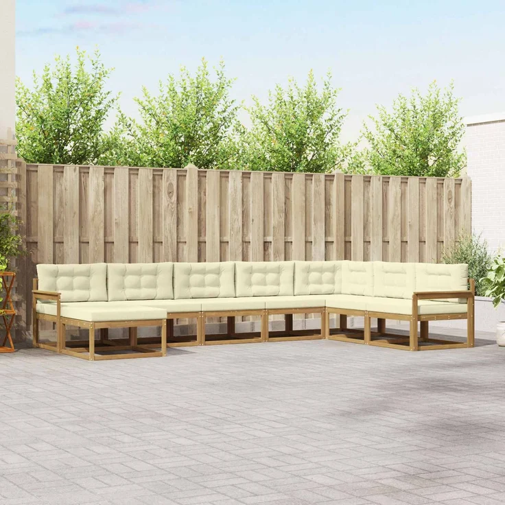 vidaXL Outdoor-Sofagarnitur 8 stk. 8-Sitzer Weiß und Creme 3386854 – Bild 1