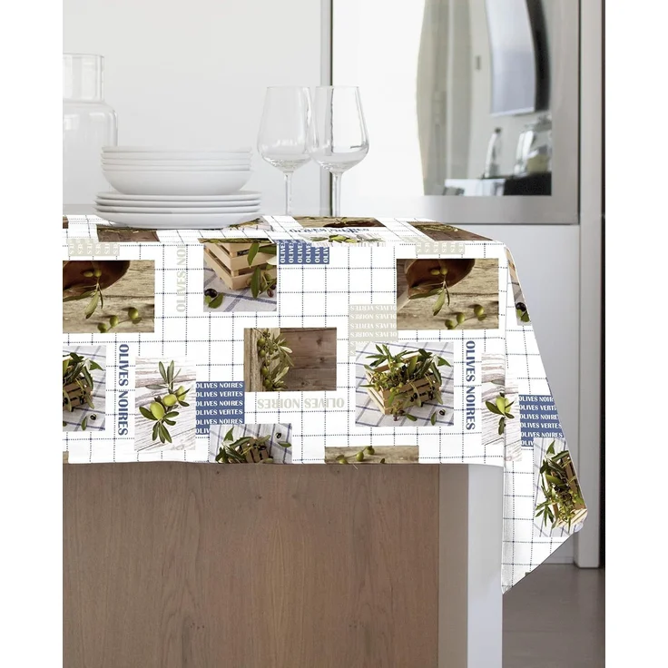 GEMITEX Traditionelle Tischdecke, Plüsch, gewachst, wasserdicht und schmutzabweisend, Dekor 4141 Provence Olive, ideal für rechteckige Tische für 6/8 Personen, 140 x 180 cm, hergestellt in Italien, – Bild 2