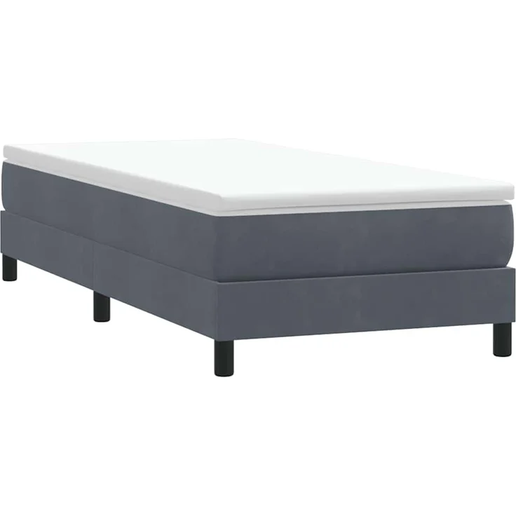 vidaXL Boxspringbett ohne Matratze Dunkelgrau 80x220 cm Samt 3315850 – Bild 2
