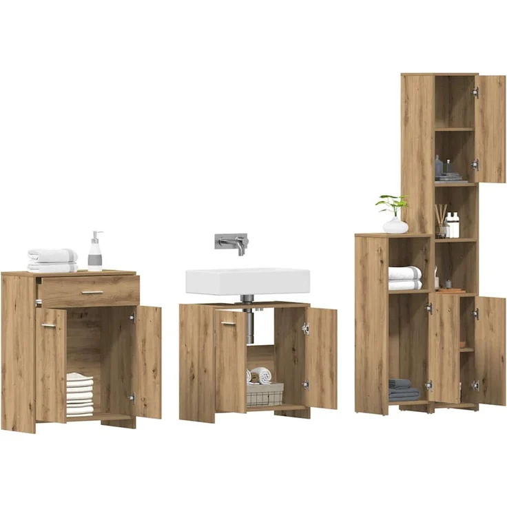 vidaXL 4-tlg. Badmöbel-Set Artisan-Eiche Holzwerkstoff 3328942 – Bild 12
