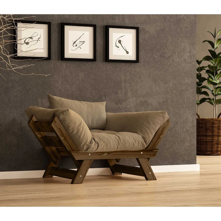 Skye Decor 'CPT8132-140' Garten-Sessel, Walnuss / Camel, 108-140 x 75 cm – Bild 1