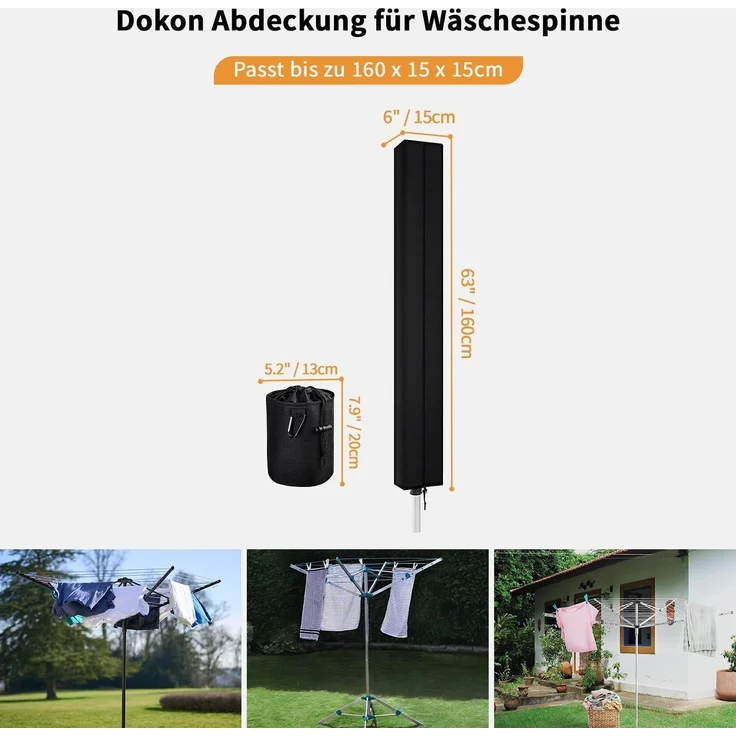Dokon Wäschespinne Schutzhülle 600D Oxford Gewebe Winterfest UV-beständig – Bild 2
