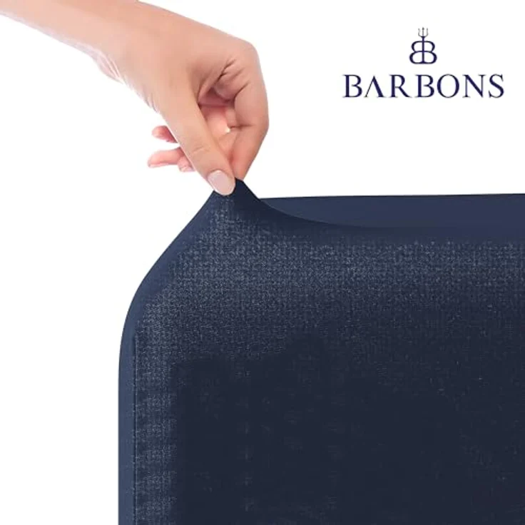 BARBONS Spannbettlaken 140x200 cm - 100% Baumwolle Spannbettlaken, Oeko-TEX Zertifiziert, Bettlaken Jersey, Spannbetttuch, Matratzenhöhe bis 25 cm (Navy - 140x200) – Bild 3