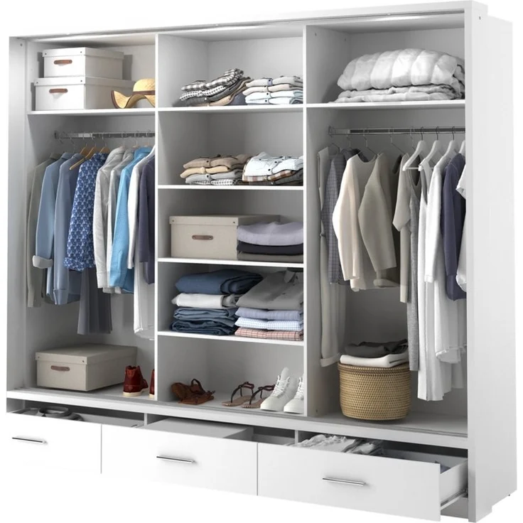 Compleo Kleiderschrank ARTI 01 mit 3 Schubladen, mit Spiegel, 3-türig Schwebetürenschrank – Bild 2