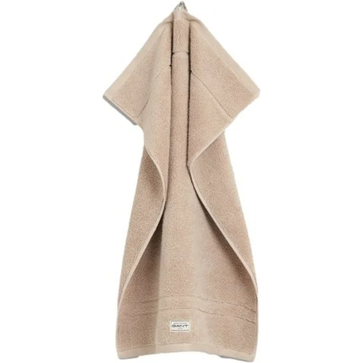 GANT Gästetuch - Premium Handtuch, Frottee, Baumwolle, Logo, uni Sand 30x50cm – Bild 1