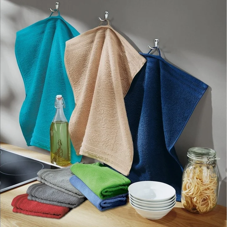 Erwin Müller Geschirrtuch Frottier-Geschirrtuch 2er-Pack, Walk-Frottier Uni – Bild 3