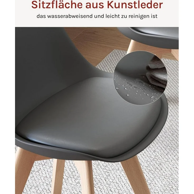 Woltu Esszimmerstuhl (Set, 6 St), Designstuhl Sitzfläche aus Kunstleder – Bild 3