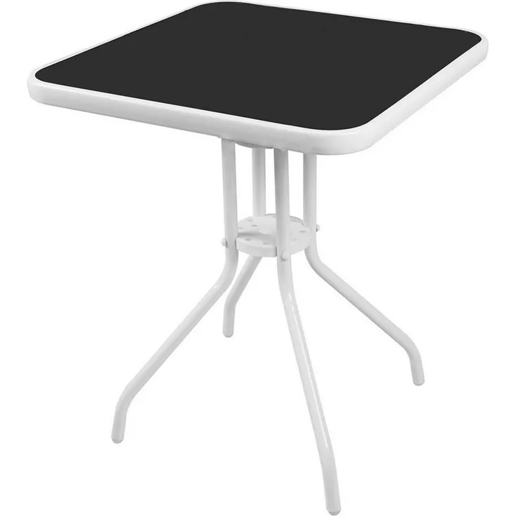 Bistrotisch Balkontisch Gartentisch Tisch Eckig Glas Metall 60x60cm