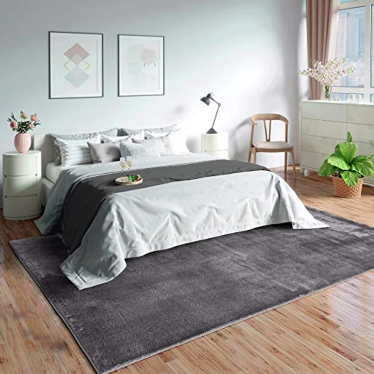 Mia's Teppiche Olivia Wohnzimmer/Schlafzimmer Teppich - waschbar - 80x150 cm, Dunkelgrau – Bild 5