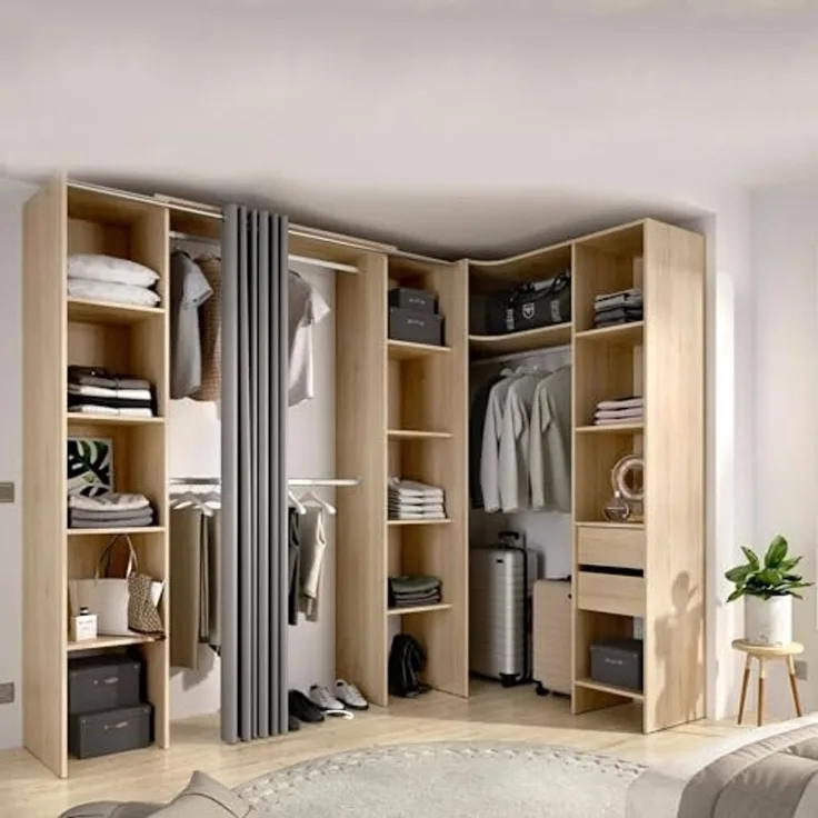 Dmora - Großer Kleiderschrank Bestone, Schlafzimmermöbel, Schrank, Garderobe, 234x141 h205 cm, Eiche