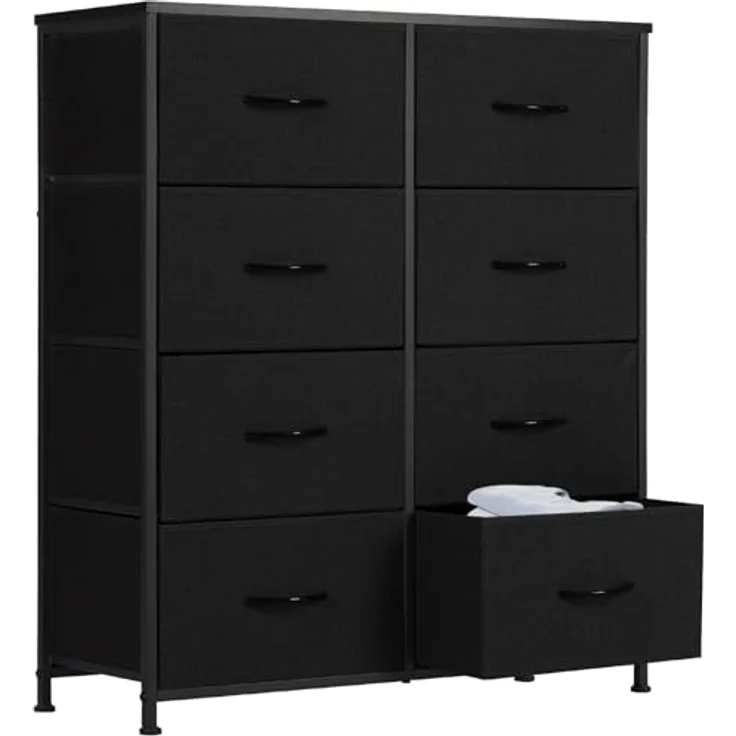 Sweetcrispy Kommode für Schlafzimmer, breite Schublade Kommode, 8 Stoffschubladen mit Griffen, Schubladen aus Stoff, Schrank, TV Stand für Schlafzimmer, Schrank, Wohnzimmer, Kinderzimmer – Bild 2