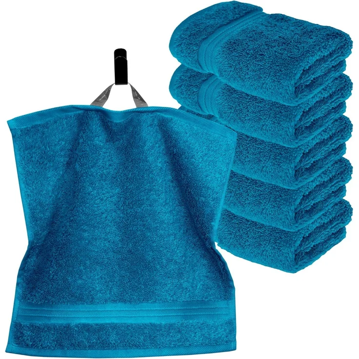 Lashuma Seiftuch Linz, (Set, 6-St), kleine Gästetücher Petrol 30x30 cm – Bild 3