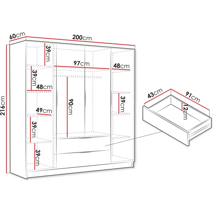 Kleiderschrank Sozor I (Farbe: Cashmere / Cashmere + Gold) – Bild 3
