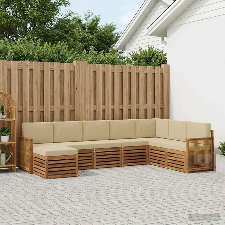 vidaXL Outdoor-Sofagarnitur 8 stk. 8-Sitzer Natur und Beige 3384719 – Bild 1