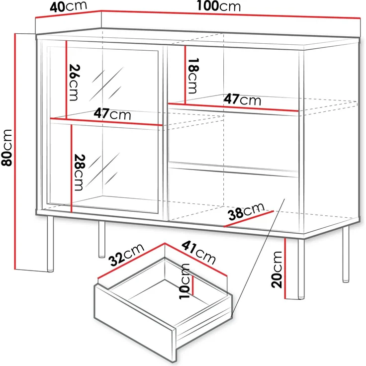 Kommode Domi 100 1D2S (Farbe: Eiche Cremona) – Bild 4