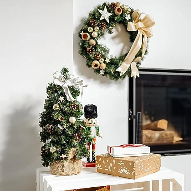 Creative Home Künstlicher Weihnachtsbaum Weihnachtsbaum Geschmückt Höhe 40 cm, Künstlicher Tannenbaum Mini, für Tisch Schreibtisch Büro – Bild 5