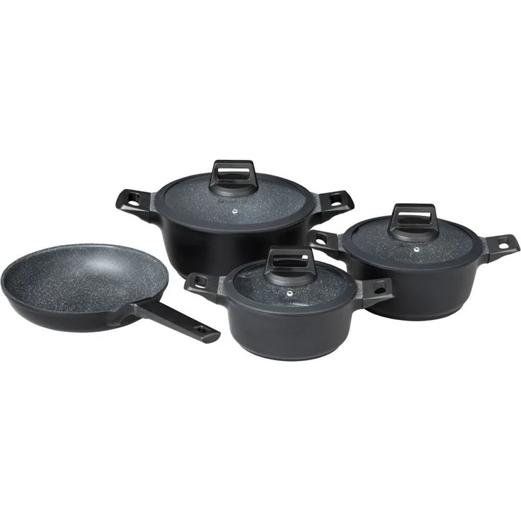 Mulex Topf-Set MALAGA, aus hochwertigem Aluguss, Aluminiumguss (Set, 7-tlg, Kochtopfset inkl. Bratpfanne), hitzebeständige Bakelitgriffe, inkl. Softtouch-Silikon Glasdeckel – Bild 5