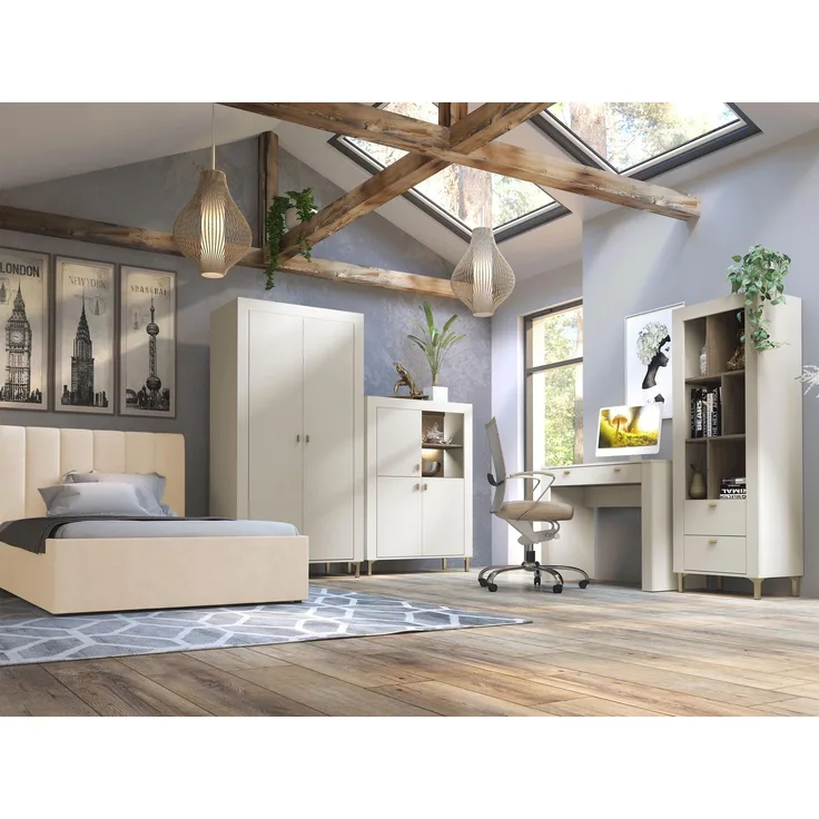 Jugendzimmer-Set Mossa II (Farbe: Cashmere / Cashmere + Eiche Whisky + Cloud 03)