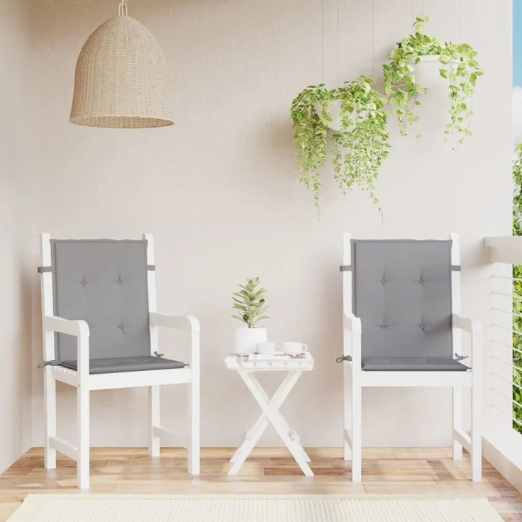 vidaXL Gartenstuhlauflagen für Niedriglehner 2 Stk. Grau Oxford-Gewebe 47550 – Bild 1