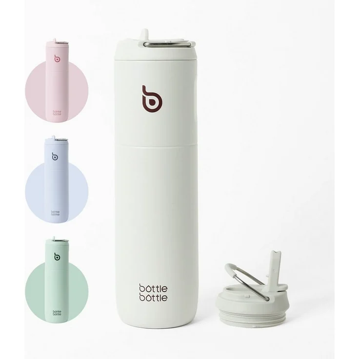 BOTTLE BOTTLE Trinkflasche Isolierte Edelstahl Trinkflasche 750 ml mit Strohhalm, Deckel & Griff, Auslaufsicher, Doppelwandig, für Sport, Reisen & Fitness – Bild 1
