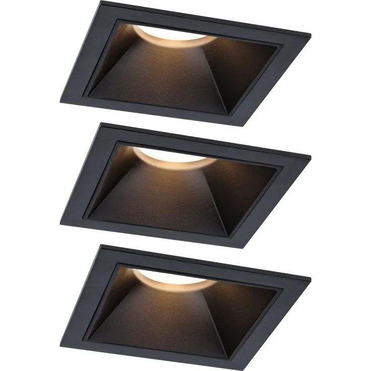 Paulmann 93125 LED Cole Coin Basisset eckig 3er-Set 2700K Schwarz 3-Step-Dim IP44 – Bild 1
