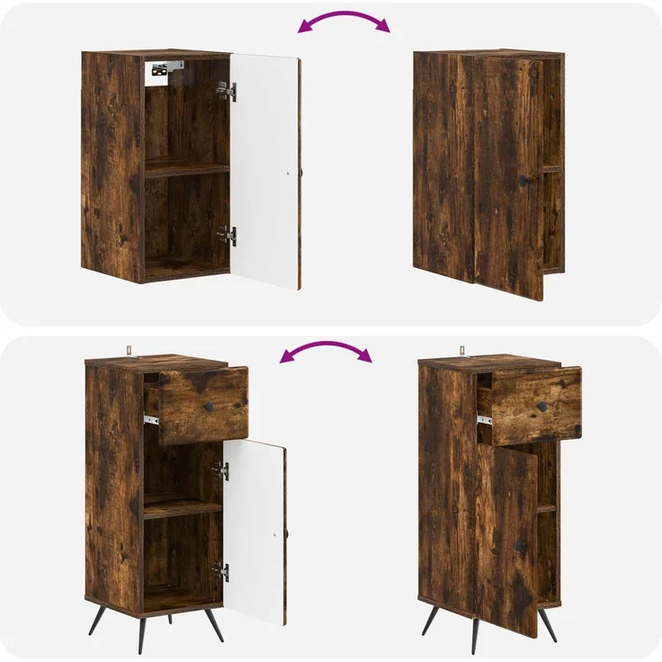 vidaXL 3-teiliges Badezimmer-Schranksystem BREDA Raucheiche 3417806 – Bild 8