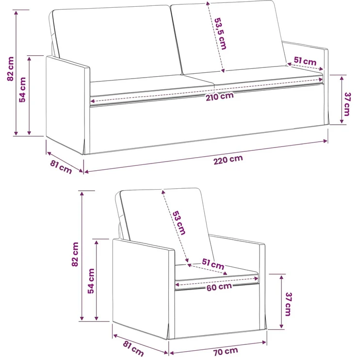 vidaXL Sofa-Set 2 pcs Helles Gelb Stoff 3433185 – Bild 7