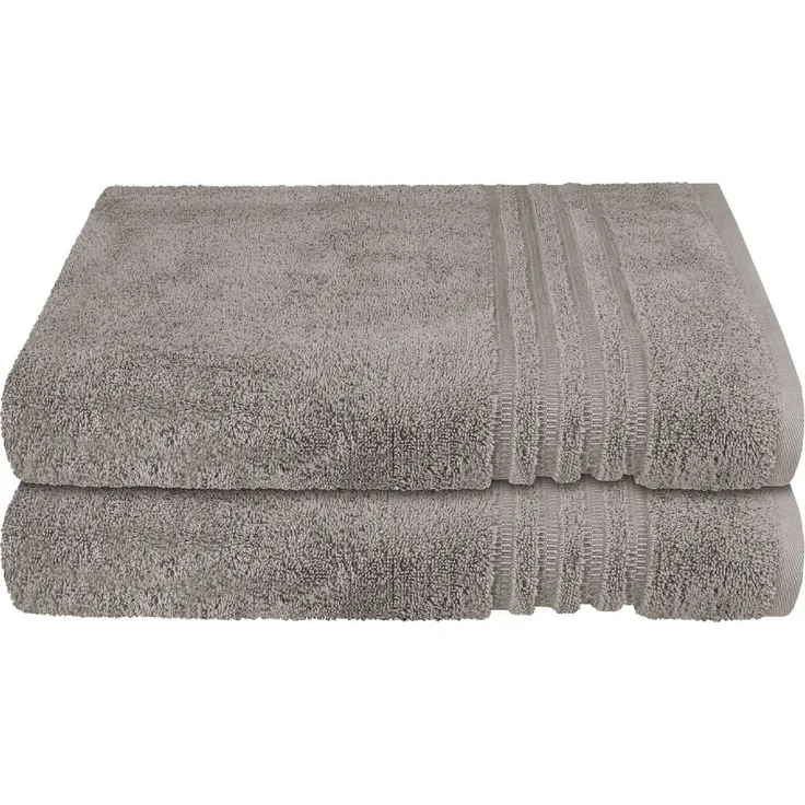Schiesser Duschtuch-Set Milano aus reiner Baumwolle, 2-teilig, nachhaltig und fair Silber