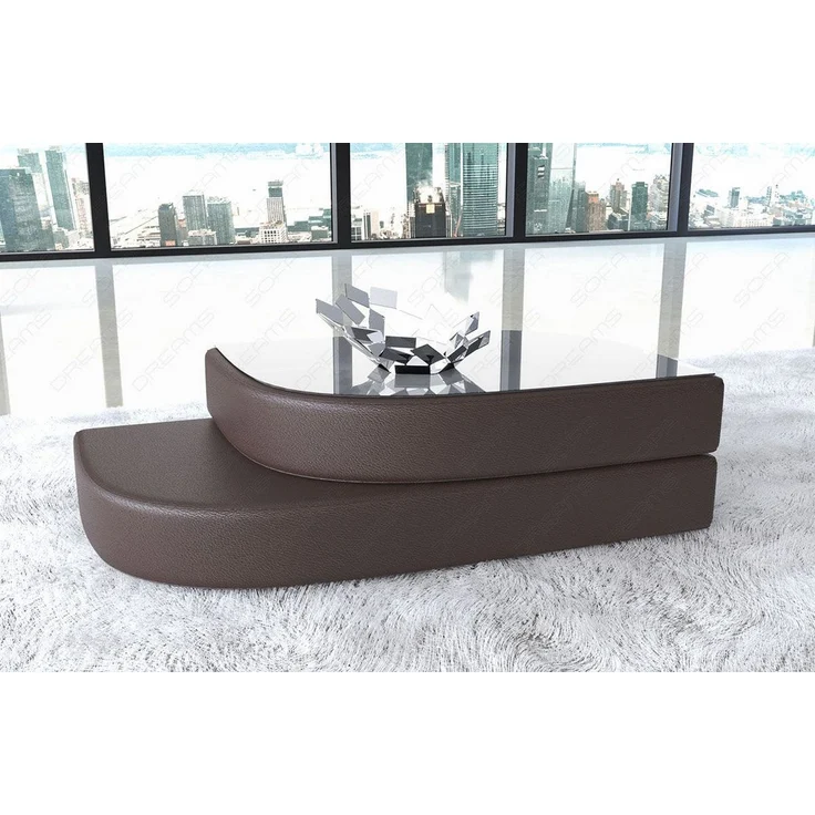 Sofa Dreams - Couchtisch Bari aus Leder – Eleganz & Stil - Kunstleder - Dunkelbraun – Bild 2