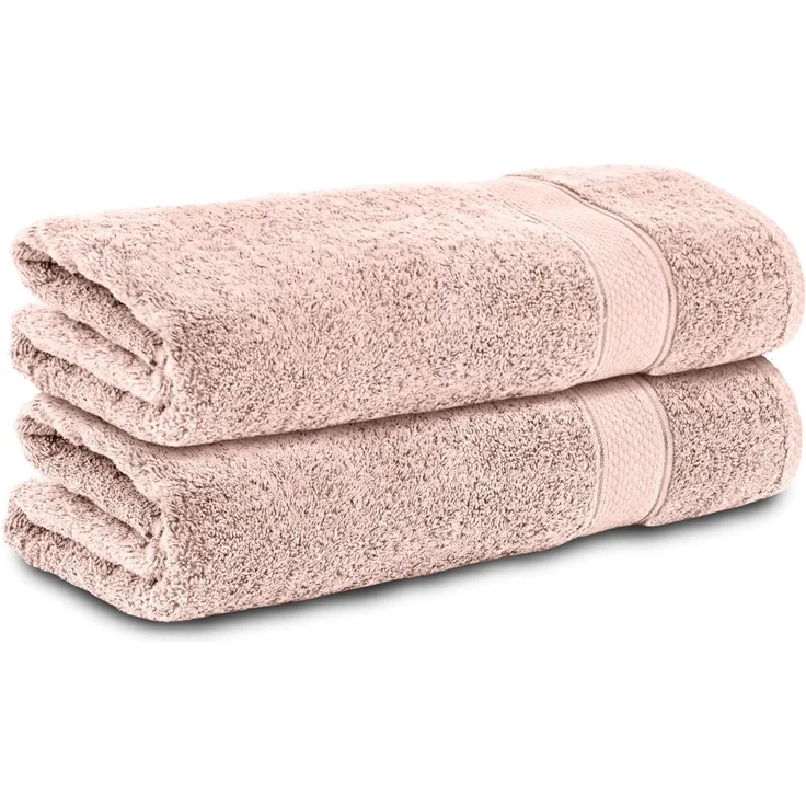 Komfortec 2er Set Duschtücher, 70x140 cm Größe, Doppelpack,%100 Baumwolle, Handtücher, Frottee, Weich, Saugstark, Blütenrosa – Bild 1