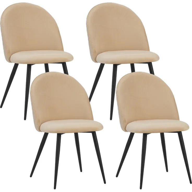 Albatros Esszimmerstühle mit Samt-Bezug 4er Set CAPO, Beige - Stilvolles Vintage Design, Eleganter Polsterstuhl am Esstisch - Küchenstuhl oder Stuhl Esszimmer mit hoher Belastbarkeit