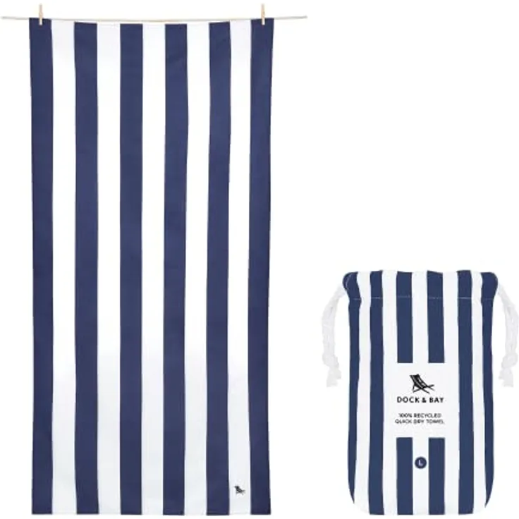 Dock & Bay Strandhandtuch Cabana - Extra Large (200x90cm, 78x35) - Schnell trocknende Mikrofaser, 100% recycled, ohne Sand, inkl. Beutel, Whitsunday Blue