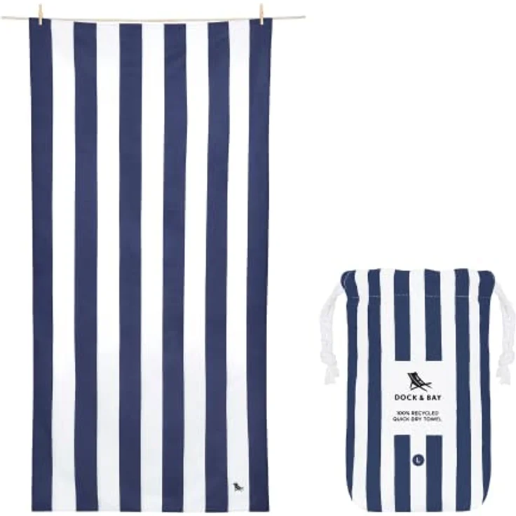 Dock & Bay Strandhandtuch Cabana - Extra Large (200x90cm, 78x35) - Schnell trocknende Mikrofaser, 100% recycled, ohne Sand, inkl. Beutel, Whitsunday Blue – Bild 1