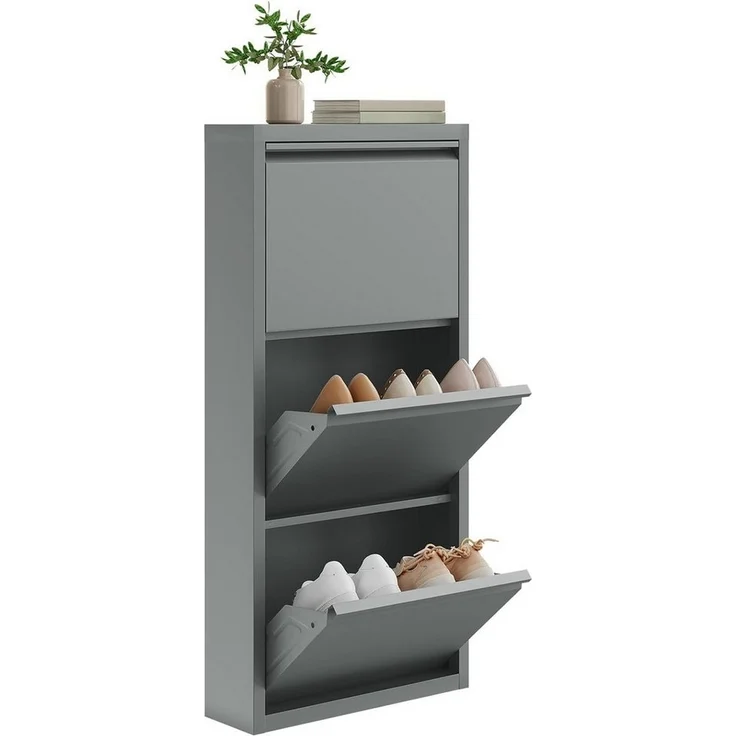 Woltu Schuhschrank mit 3 Klappen, für 9 Paar Schuhe, Schuhregal aus Metall – Bild 5