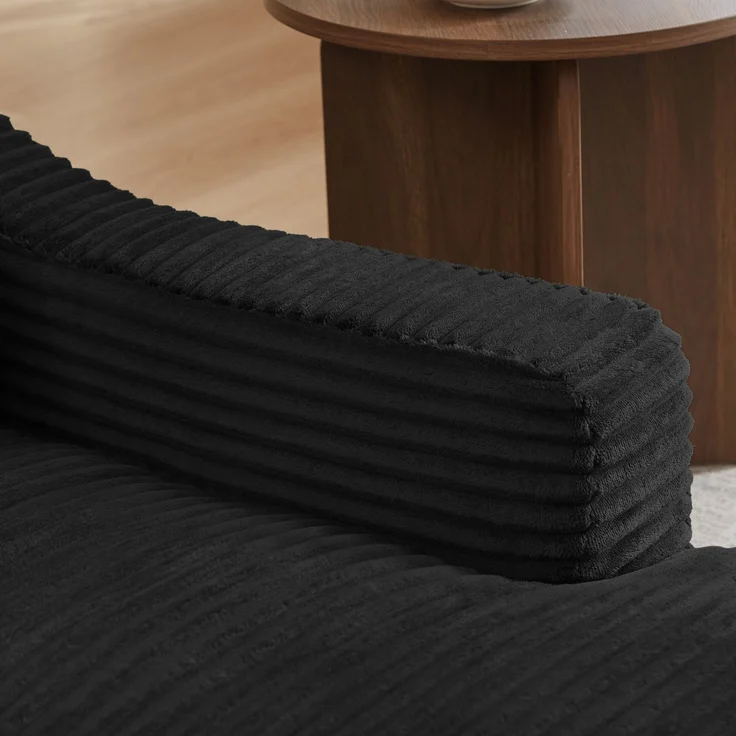 Loungesessel mit Cordbezug, ausziehbar zum kleinen Bett, 100cm×162cm×68cm, Schwarz – Bild 7