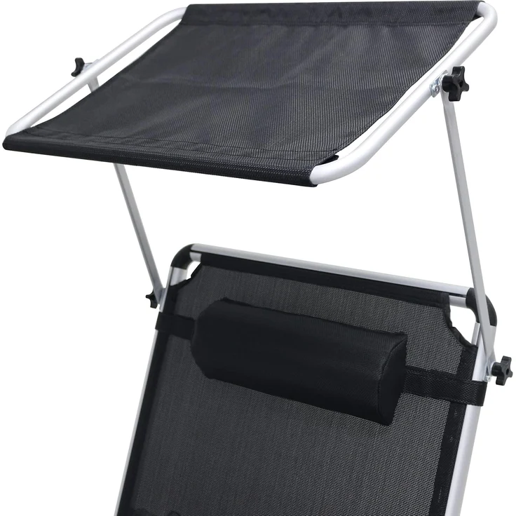HOMECALL Gartenliege Leicht Sonnenliege Klappbar Alu Liegestuhl Strandliege, 1-tlg, 5 fach Verstellbare Rückenlehne, Sonnenschutzdach, bis 136KG – Bild 8