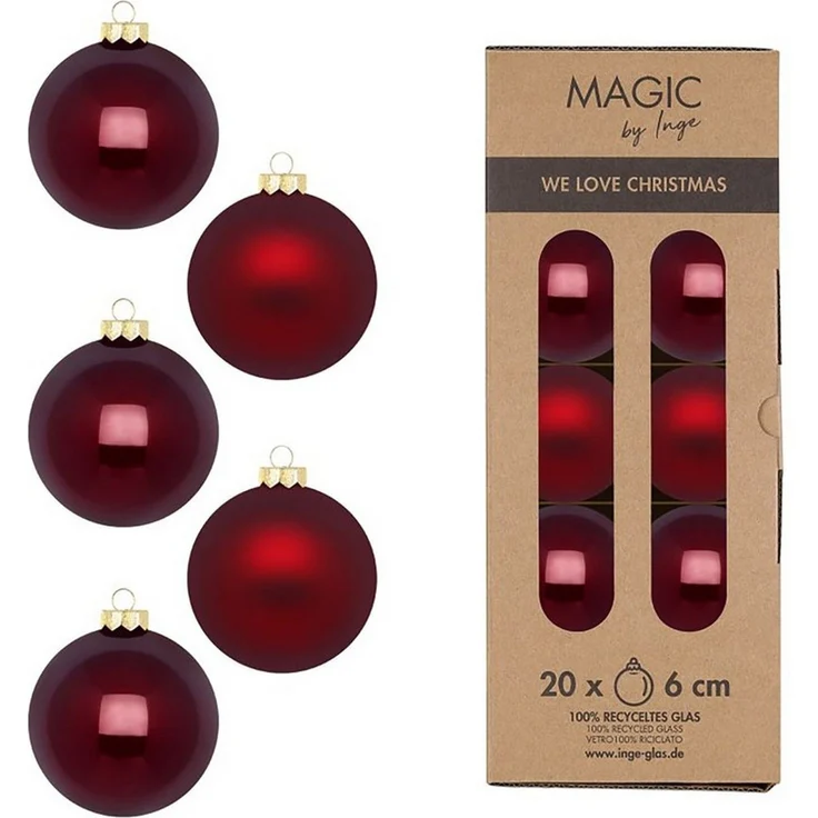 MAGIC by Inge Weihnachtsbaumkugel, Weihnachtskugeln Glas 6cm 20 Stück - Smooth Port