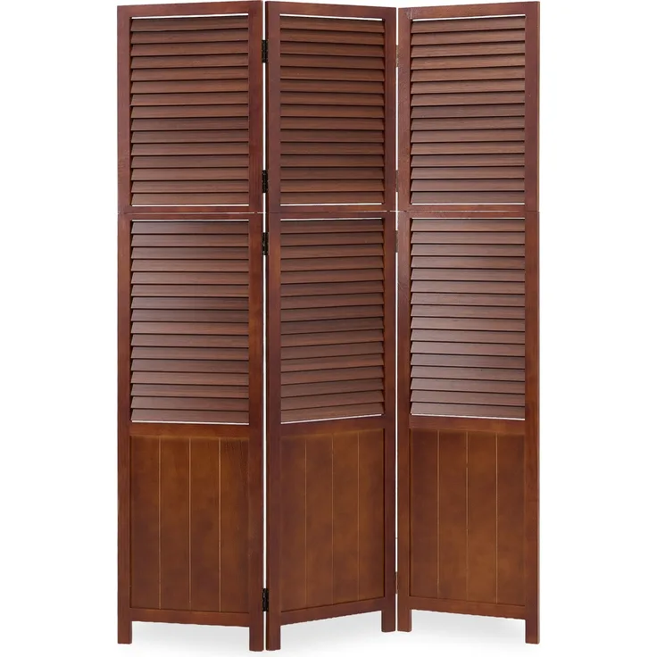 Homestyle4u Paravent 3-tlg., Holz braun, 120x170 cm