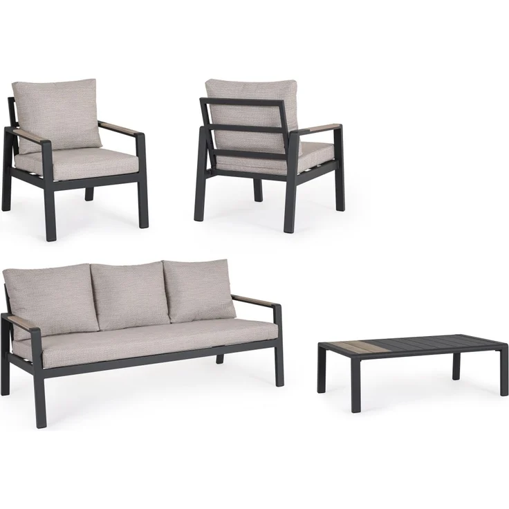 Garten-Set Elna 4er Gruppe aus Aluminium, modern gepolstert, anthrazit, inkl. Kissen – Bild 7