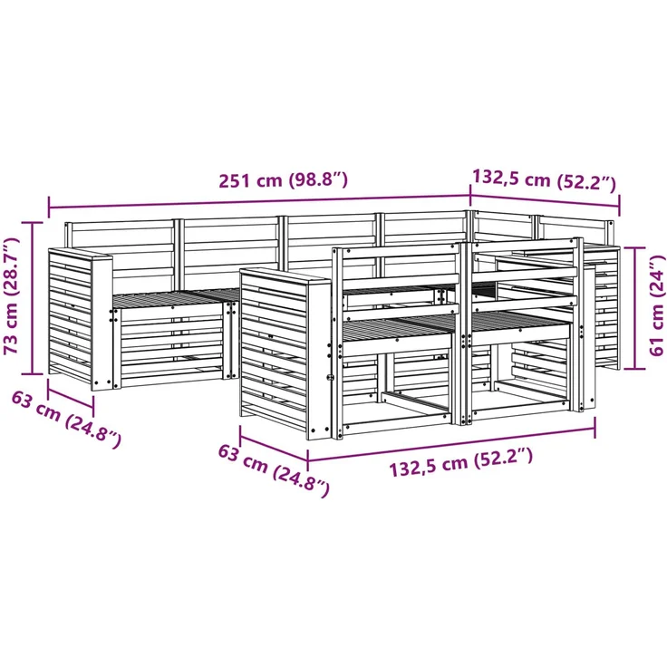 vidaXL Outdoor-Sofagarnitur 7 stk. 7-Sitzer Natur Massivholz Akazie 3374974 – Bild 7