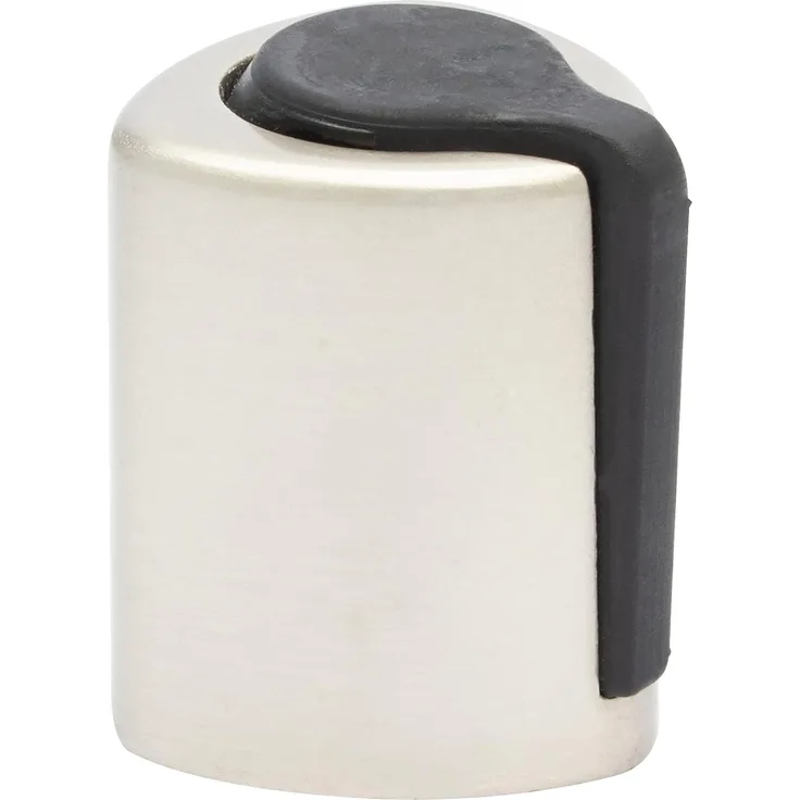WAGNER Bodentürstopper SCREW - Durchmesser Ø 25x30 mm, Zinkdruckguss in Edelstahl-Optik, Puffer thermoplastischer Kautschuk, schwarz, zum Schrauben inkl. Montagematerial - 15514911