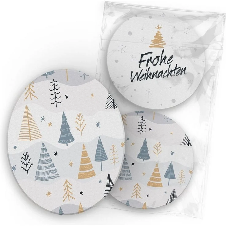 itenga Bierdeckel itenga 40x Bierdeckel Tannenbäume I Frohe Weihnachten I Untersetzer I – Bild 1