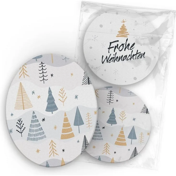 itenga Bierdeckel itenga 40x Bierdeckel Tannenbäume I Frohe Weihnachten I Untersetzer I