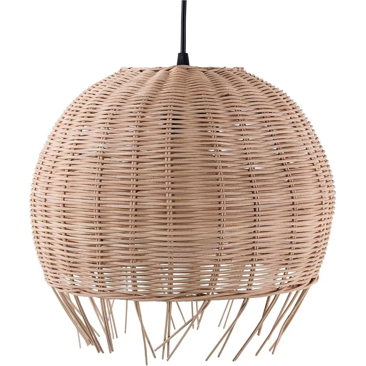 'Drino' Hängeleuchte Hellbraun Rattan Schirm in Kugelform mit Korbgeflecht Ethno Stil