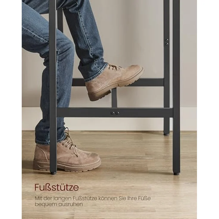 VASAGLE Bartisch, Stehtisch, Küchentisch, hoch, mit Stahlgestell, 60 x 60 x 106 cm, einfache Montage, für Küche, Wohnzimmer, Industrie-Design, vintagebraun-schwarz LBT035K01 – Bild 6
